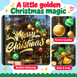 A little golden Christmas magic - detail shots of festive baubles and bells and holly