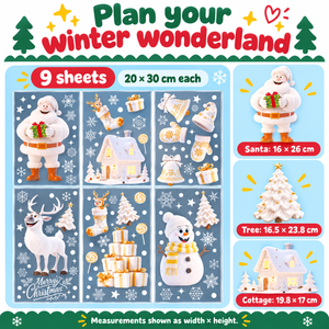 Plan your winter wonderland - 9 sheets 20x30cm each, Santa 16x26cm, Tree 16.5x23.8cm, Cottage 19.8x17cm